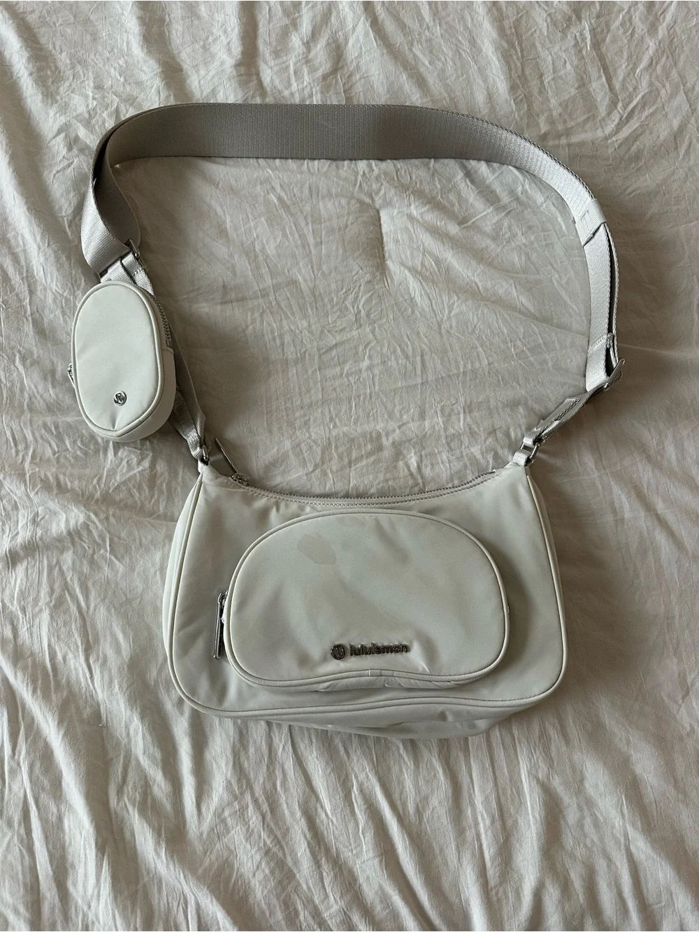 lululemon athletica White Crossbody Bag with Detachable Mini Pouch